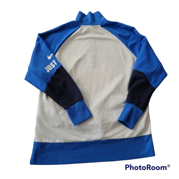 Nike Dri Fit 1/4 Zip Pullover Sweatshirt Colorblock White Blue Size Medium Logo - Picture 2 of 6